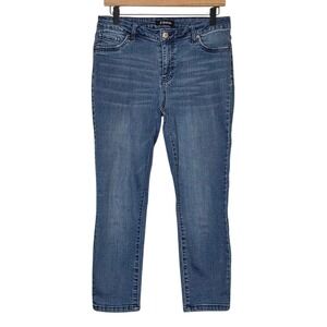 d jeans Womens Straight Leg‎ Crop Jeans Blue Medium Wash Denim  Stretch Size 10